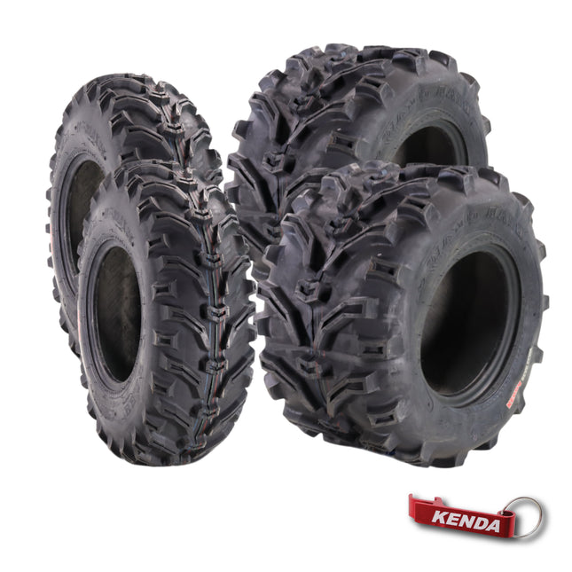 Kenda Bearclaw K299 - 25x8-11 Front & 25x12.5-11 Rear Tires for All Terrain (ATV), UTV, and Side by Side (SxS) Vehicles - 6-Ply - Bear Claw 25x8x11 Front & 25x12.5x11 with Kenda Keychain (4-Pack)