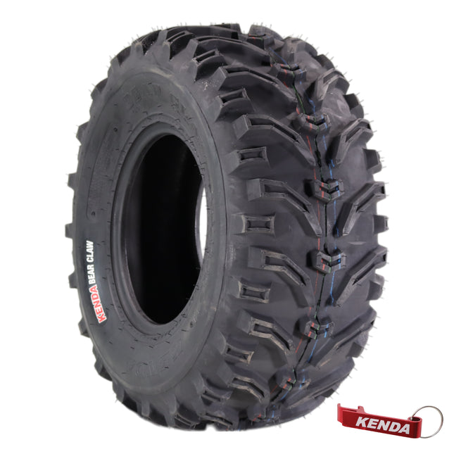 Kenda Bearclaw K299 - 25x10-11 Rear Tire for All Terrain (ATV), UTV, and Side by Side (SxS) Vehicles - 6-Ply - Bear Claw 25x10x11 with Kenda Keychain