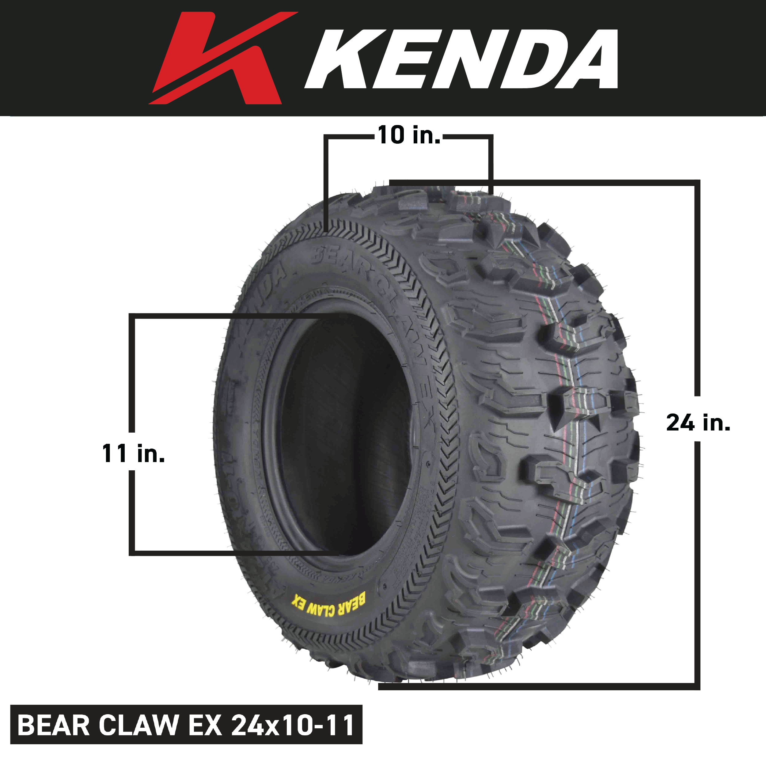 Kenda Bear Claw EX 24x8-11 F 24x10-11 R ATV 6 PLY Tires Bearclaw - 4 Pack Set