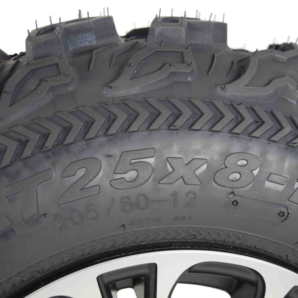 Kenda Bear Claw EX 25x8-12 25x10-12 Tires Black 12x7 4/156 Rims Wheel & Tire Kit