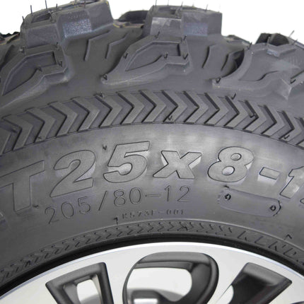 Kenda Bear Claw EX 25x8-12 25x10-12 Gunmetal 12x7 4/156 Rim Wheel & Tire Kit