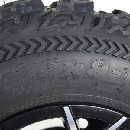Kenda Bear Claw EX 25x8-12 25x10-12 Tires Black 12x7 4/156 Rims Wheel & Tire Kit