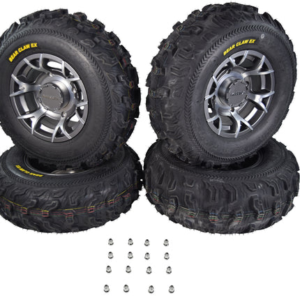 Kenda Bear Claw EX 25x8-12 25x10-12 Gunmetal 12x7 4/156 Rim Wheel & Tire Kit