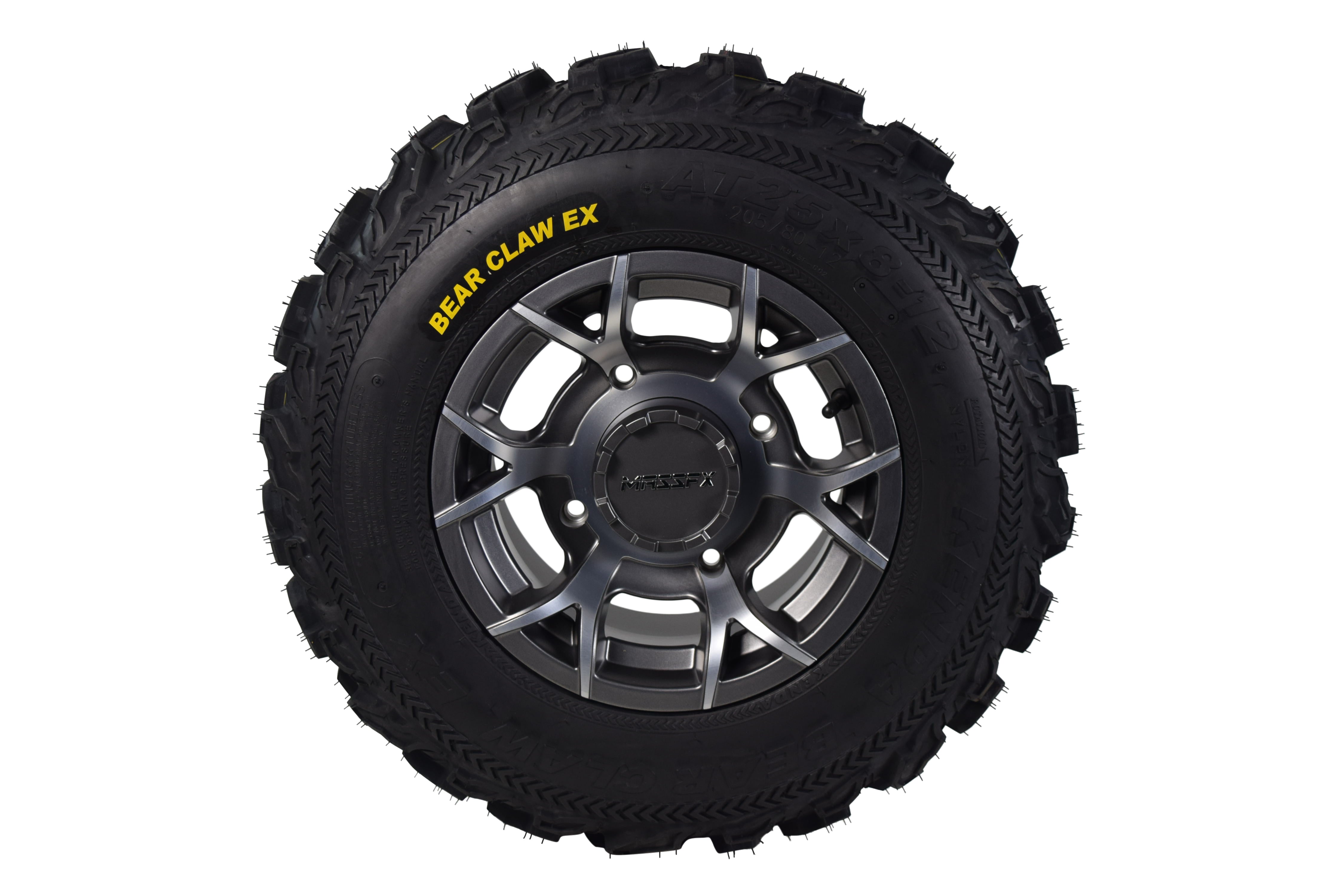 Kenda Bear Claw EX 25x8-12 25x10-12 Gunmetal 12x7 4/156 Rim Wheel & Tire Kit