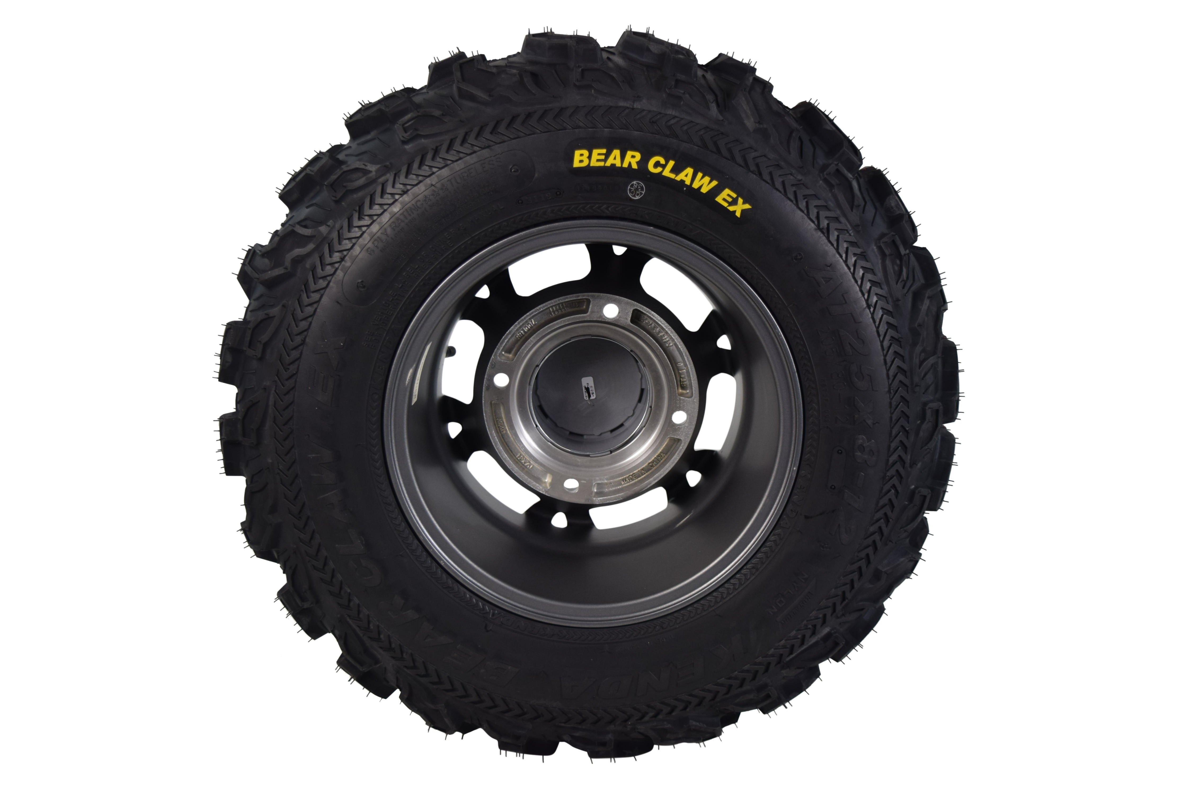 Kenda Bear Claw EX 25x8-12 25x10-12 Gunmetal 12x7 4/156 Rim Wheel & Tire Kit