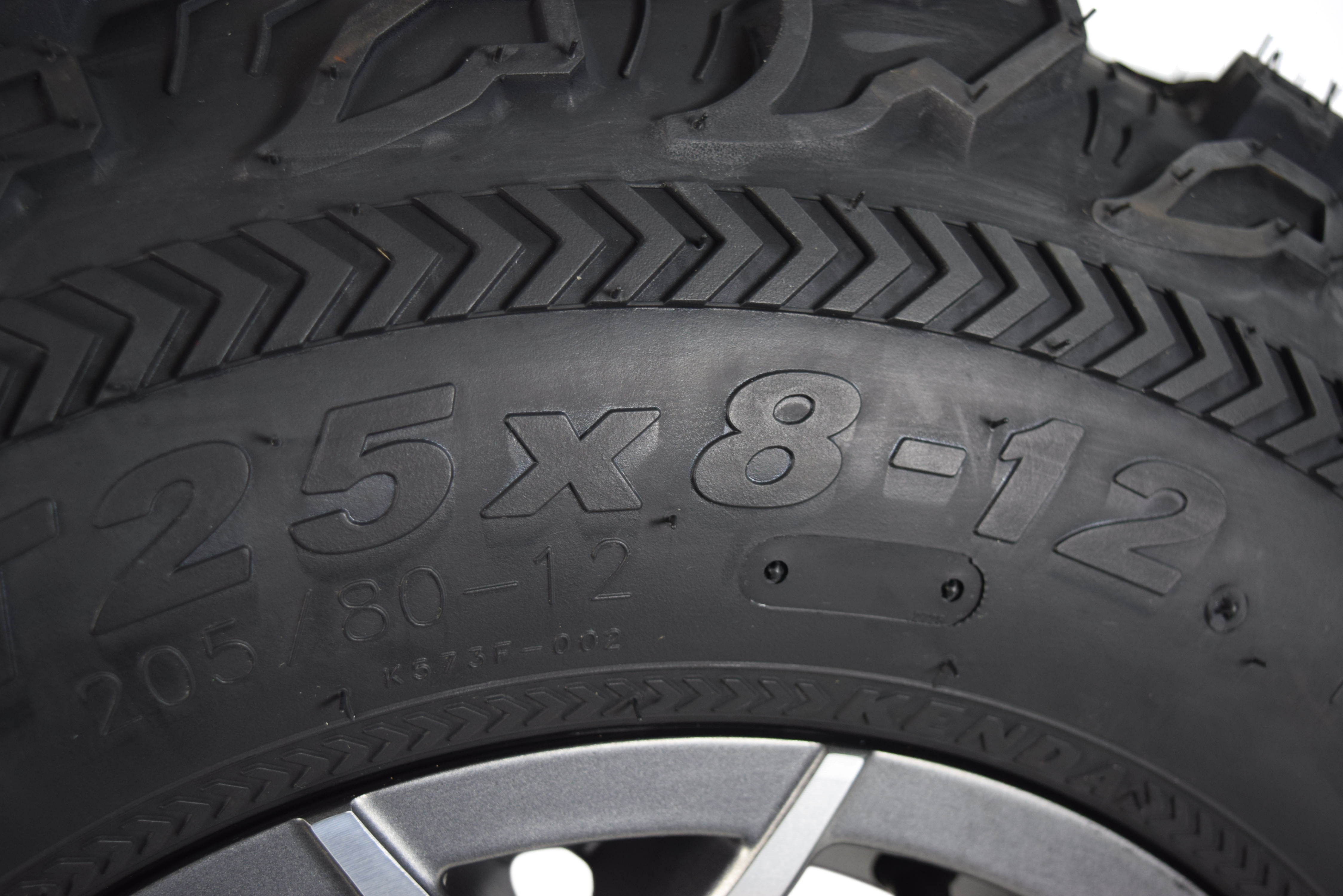 Kenda Bear Claw EX 25x8-12 25x10-12 Gunmetal 12x7 4/156 Rim Wheel & Tire Kit