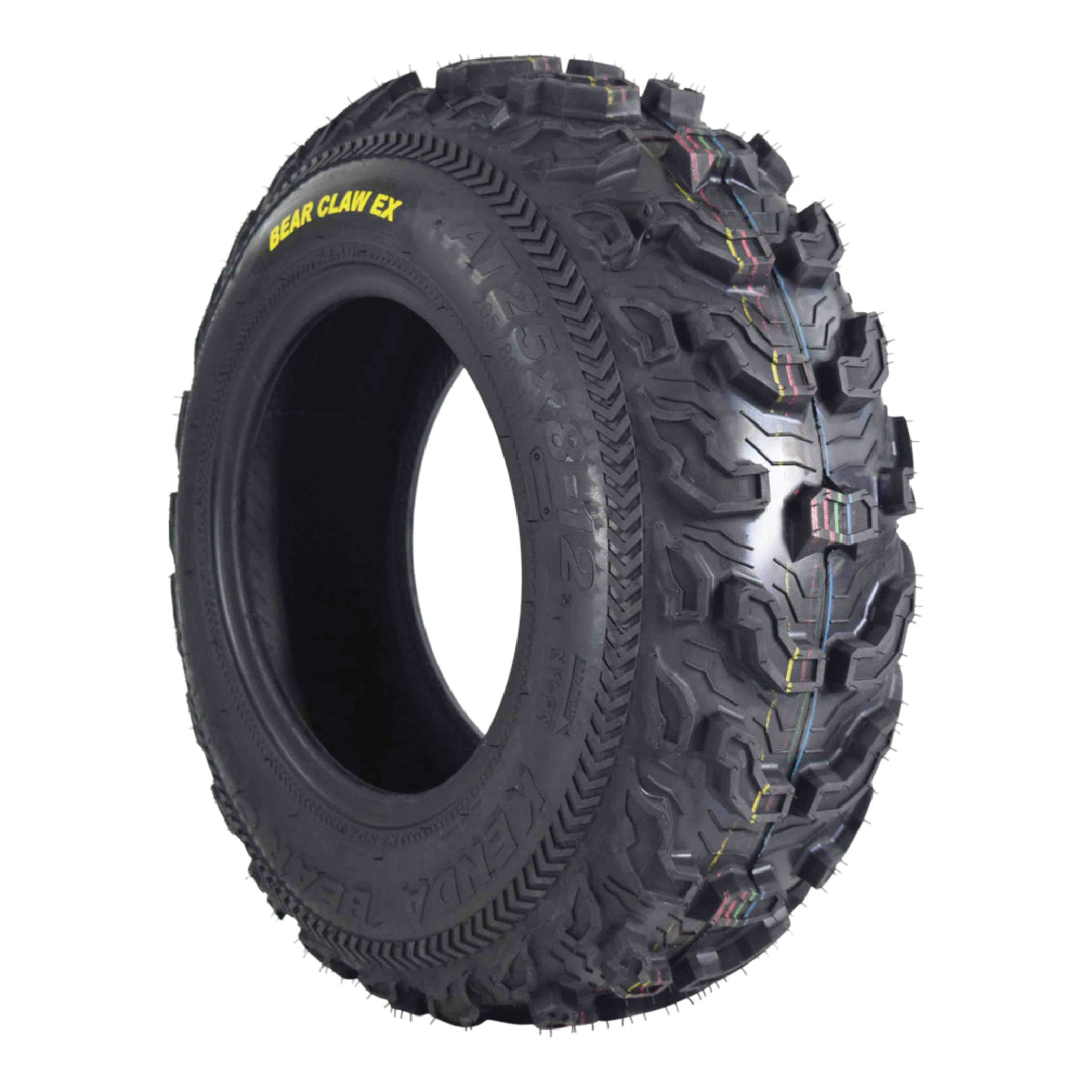 Kenda Bearclaw EX K573 - 25x8-12 Front Tire for All Terrain (ATV), UTV, and Side by Side (SxS) Vehicles - 6-Ply - Bear Claw EX 25x8x12