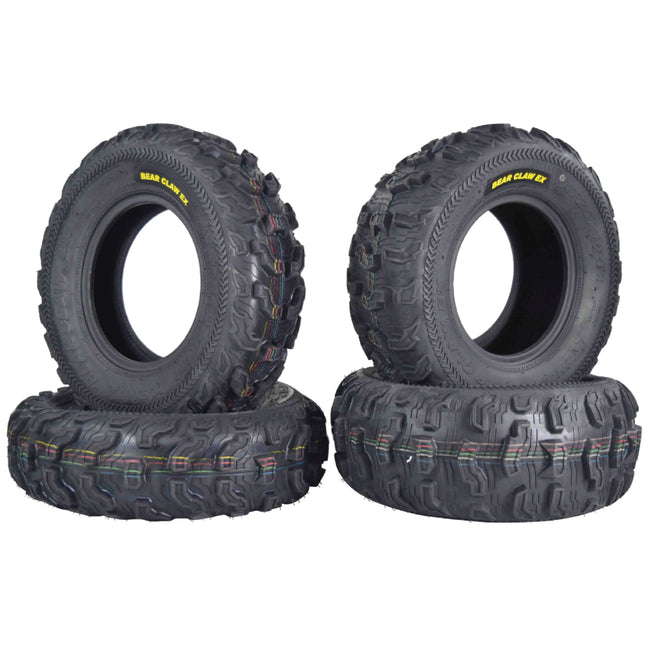Kenda Bearclaw EX K573 - 25x8-12 Front & 25x10-12 Rear Tires for All Terrain (ATV), UTV, and Side by Side (SxS) Vehicles - 6-Ply - Bear Claw EX 25x8x12 25x10x12 (4-Pack)