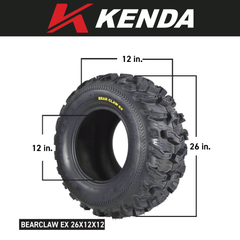 Kenda Bear Claw EX 26x12-12 Rear ATV 6 PLY Tires Bearclaw 26x12x12 (2 Pack)