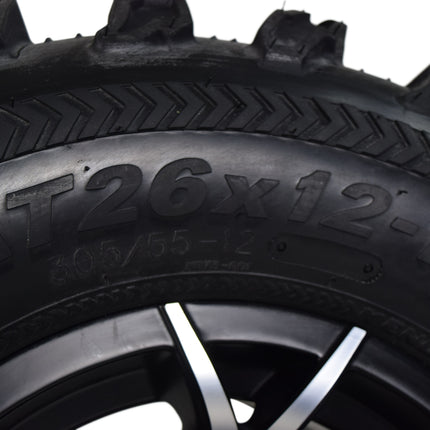 Kenda Bear Claw EX 26x10-12 26x12-12 Tires Black 12x7 4/156 Rim Wheel & Tire Kit