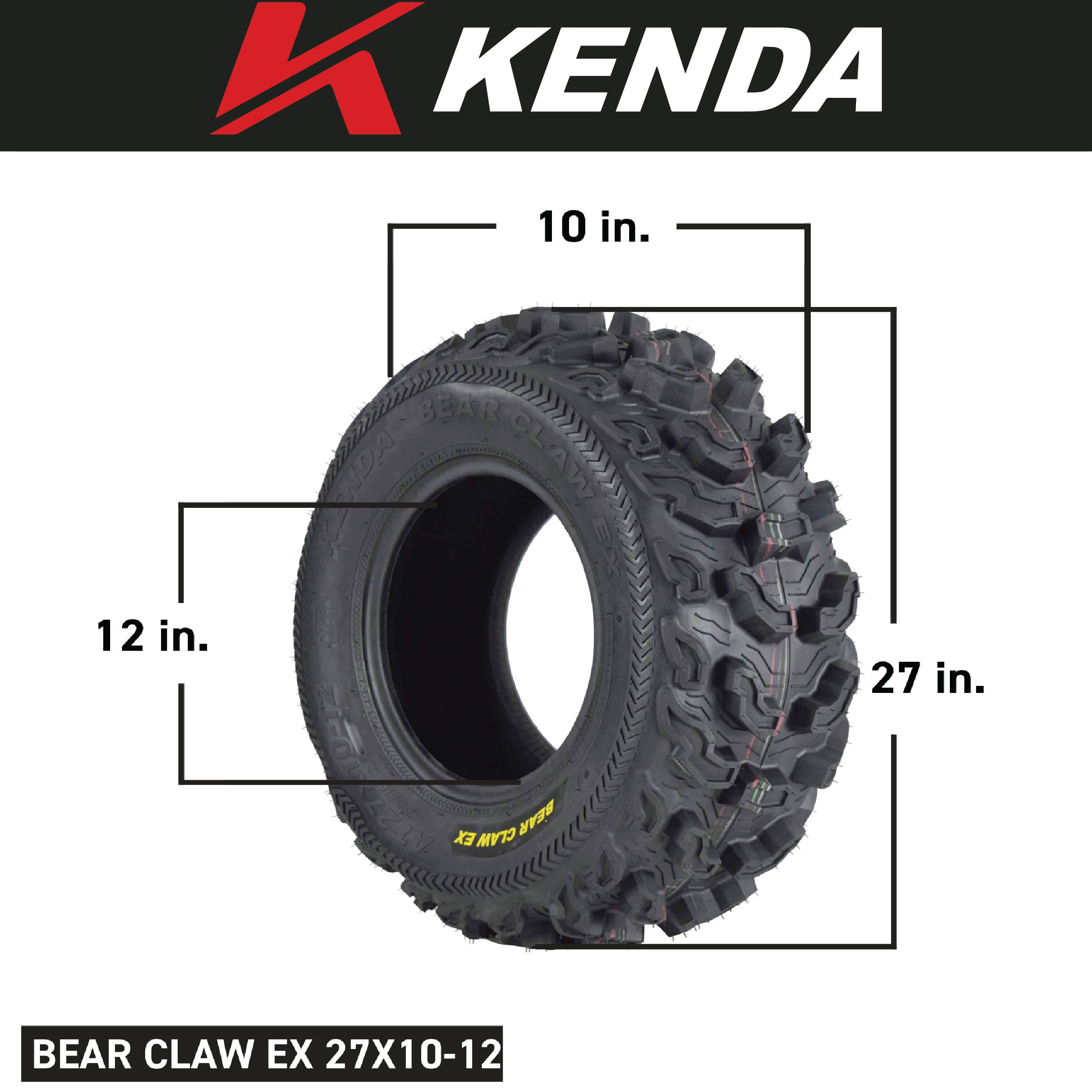 Kenda Bear Claw EX 26x10-12 F 26x12-12 R ATV 6 PLY Tires Bearclaw (4 Pack)
