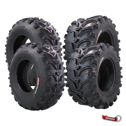 Kenda Bearclaw K299 - 26x9-12 Front & 26x12-12 Rear Tires for All Terrain (ATV), UTV, and Side by Side (SxS) Vehicles - 6-Ply - Bear Claw 26x9x12 Front & 26x12x12 with Kenda Keychain (4-Pack)