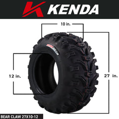 Kenda Bear Claw 27x10-12 Front/Rear Off-Road Tire For ATV, UTV or SXS Vehicles