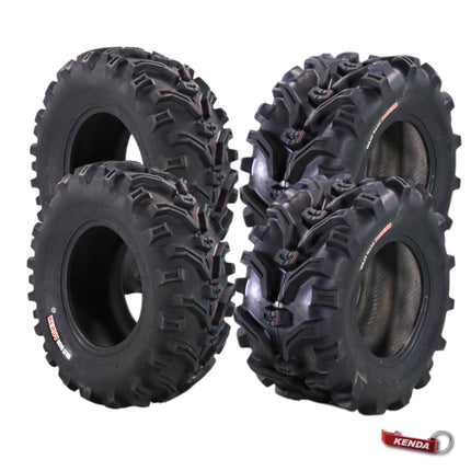Kenda Bearclaw K299 - 27x10-12 Front & 27x12-12 Rear Tires for All Terrain (ATV), UTV, and Side by Side (SxS) Vehicles - 6-Ply - Bear Claw 27x10x12 Front & 27x12x12 with Kenda Keychain (4-Pack)