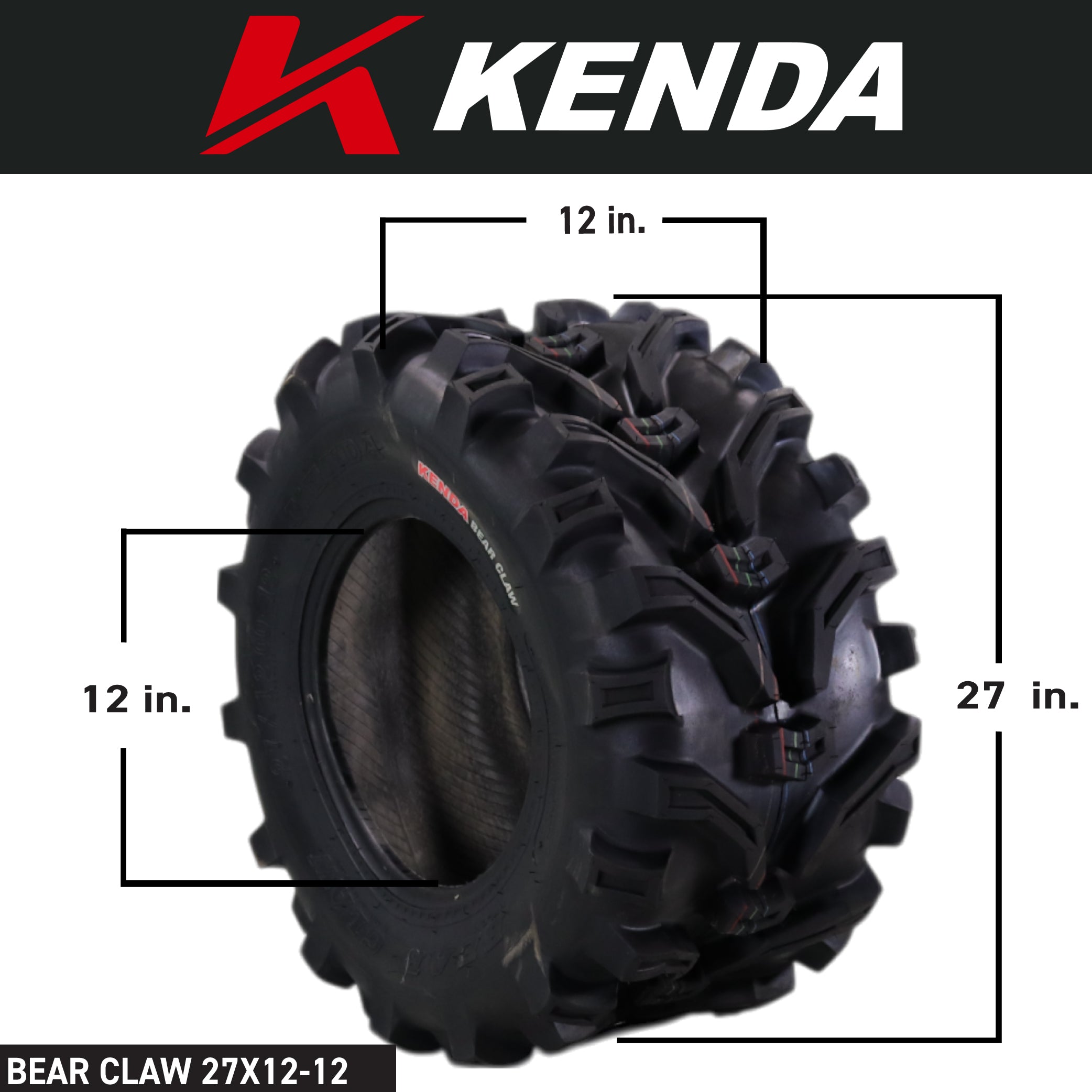 Kenda Bear Claw Front 27x10-12 & Rear 27x12-12 ATV, UTV or SXS Tires w/ Keychain