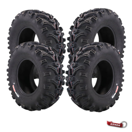 Kenda Bearclaw K299 - 27x10-12 Front or Rear Tires for All Terrain (ATV), UTV, and Side by Side (SxS) Vehicles - 6-Ply - Bear Claw 27x10x12 with Kenda Keychain (4-Pack)