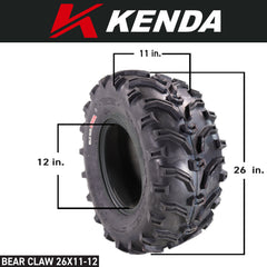 Kenda Bear Claw 26x11-12 Rear Off-Road Tires For ATV, UTV or SXS (2-Pack)