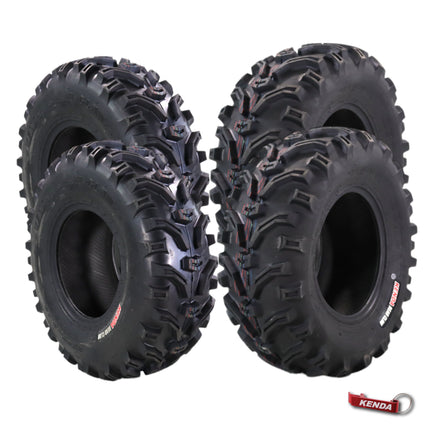 Kenda Bearclaw K299 - 27x9-12 Front & 27x10-12 Rear Tires for All Terrain (ATV), UTV, and Side by Side (SxS) Vehicles - 6-Ply - Bear Claw 27x9x12 Front & 27x10x12 with Kenda Keychain (4-Pack)