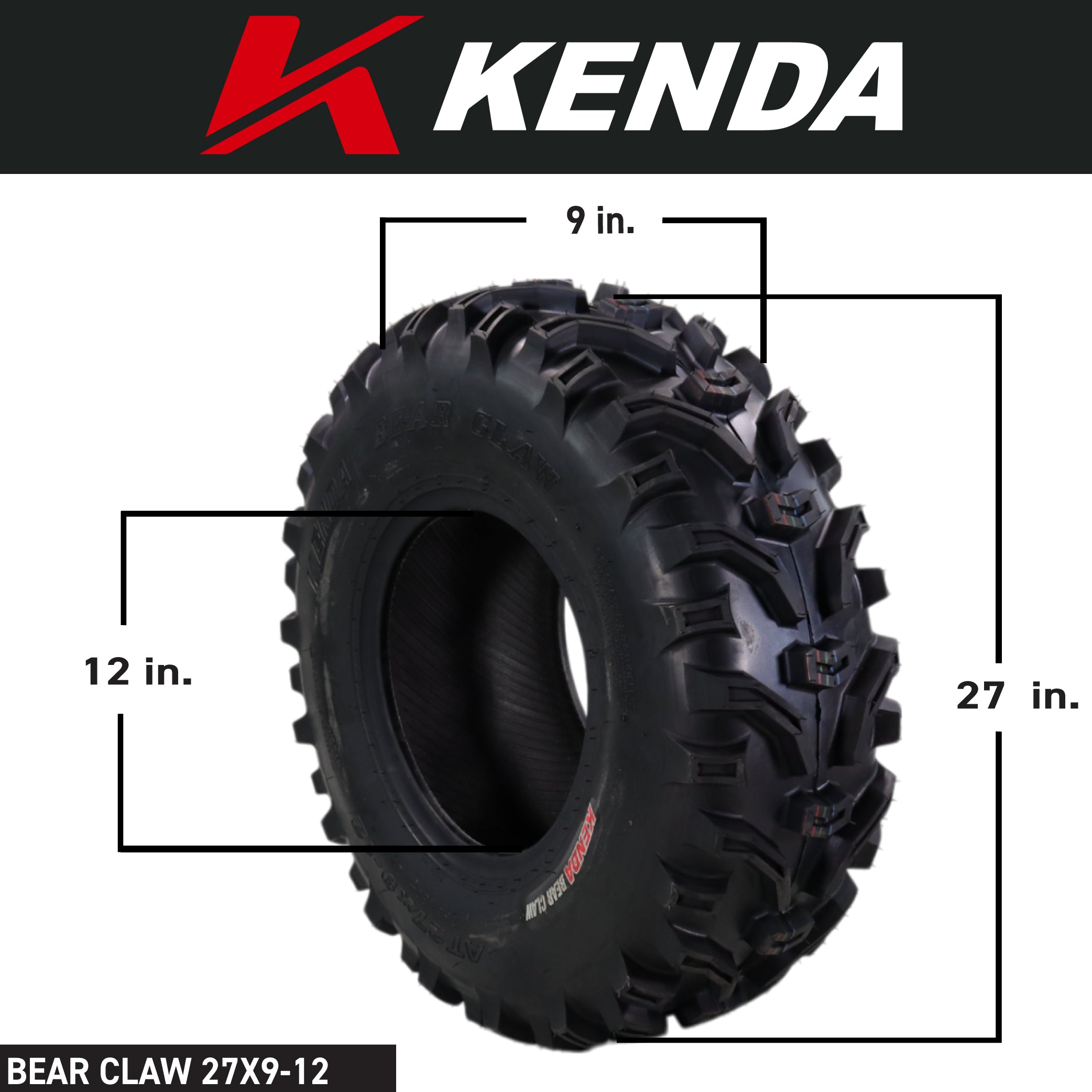 Kenda Bear Claw Front 27x9-12 & Rear 27x12-12 ATV, UTV or SXS Tires w/ Keychain
