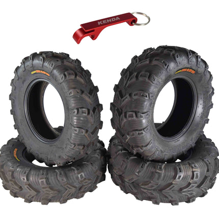 Kenda Bear Claw EVO 28x9-14 Front & 28x11-14 Rear ATV/UTV Tires Set with Bottle Opener Keychain