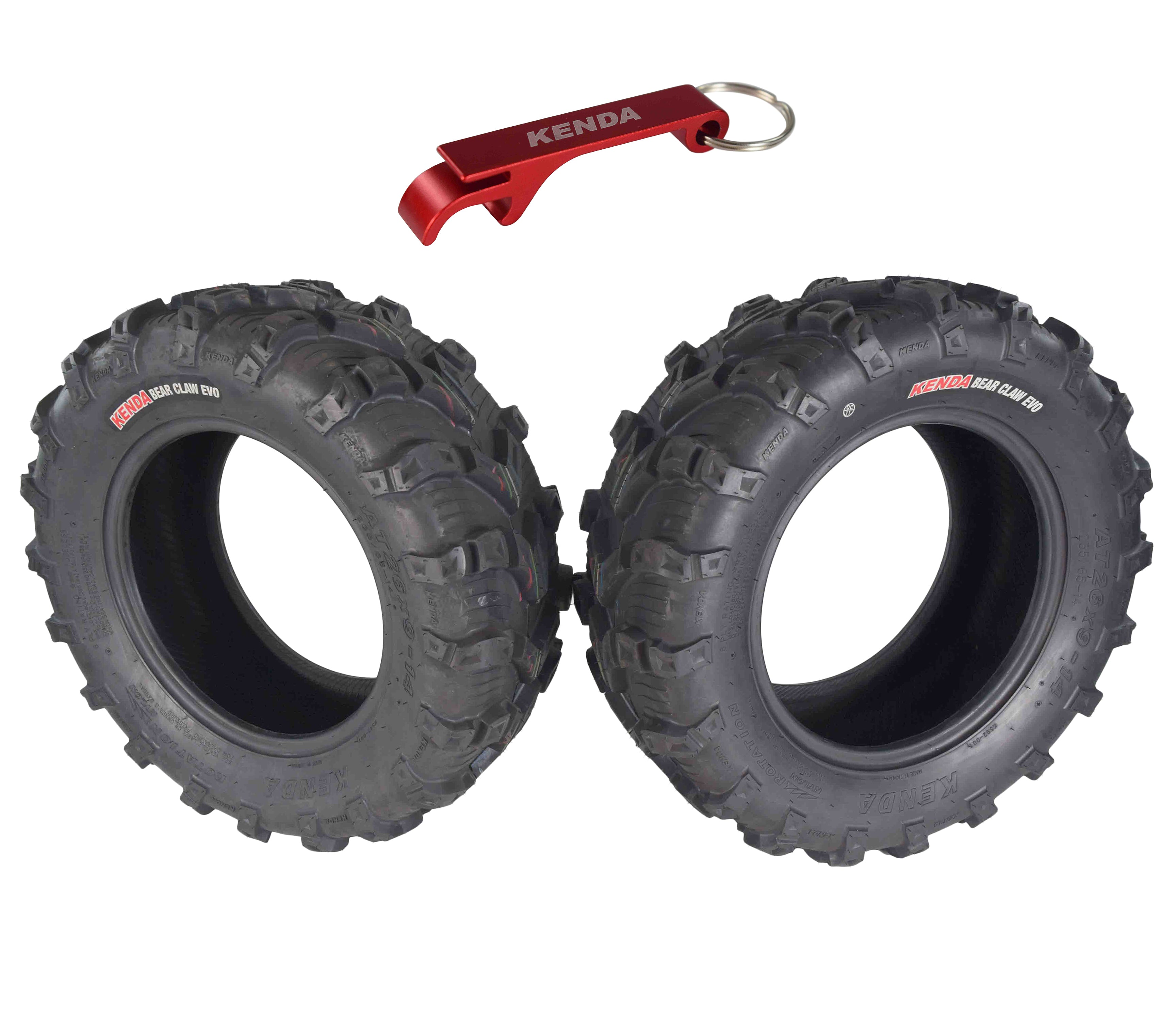 Kenda Bear Claw EVO  26x9-14 Front ATV/UTV Tires 2 Pack with Bottle Opener Keychain