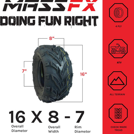 MASSFX Go Kart/ATV Tires 2 set 16x8-7 4Ply