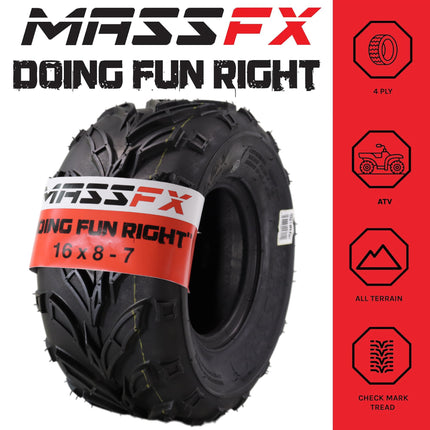 MASSFX Go Kart/ATV Tires 2 set 16x8-7 4Ply