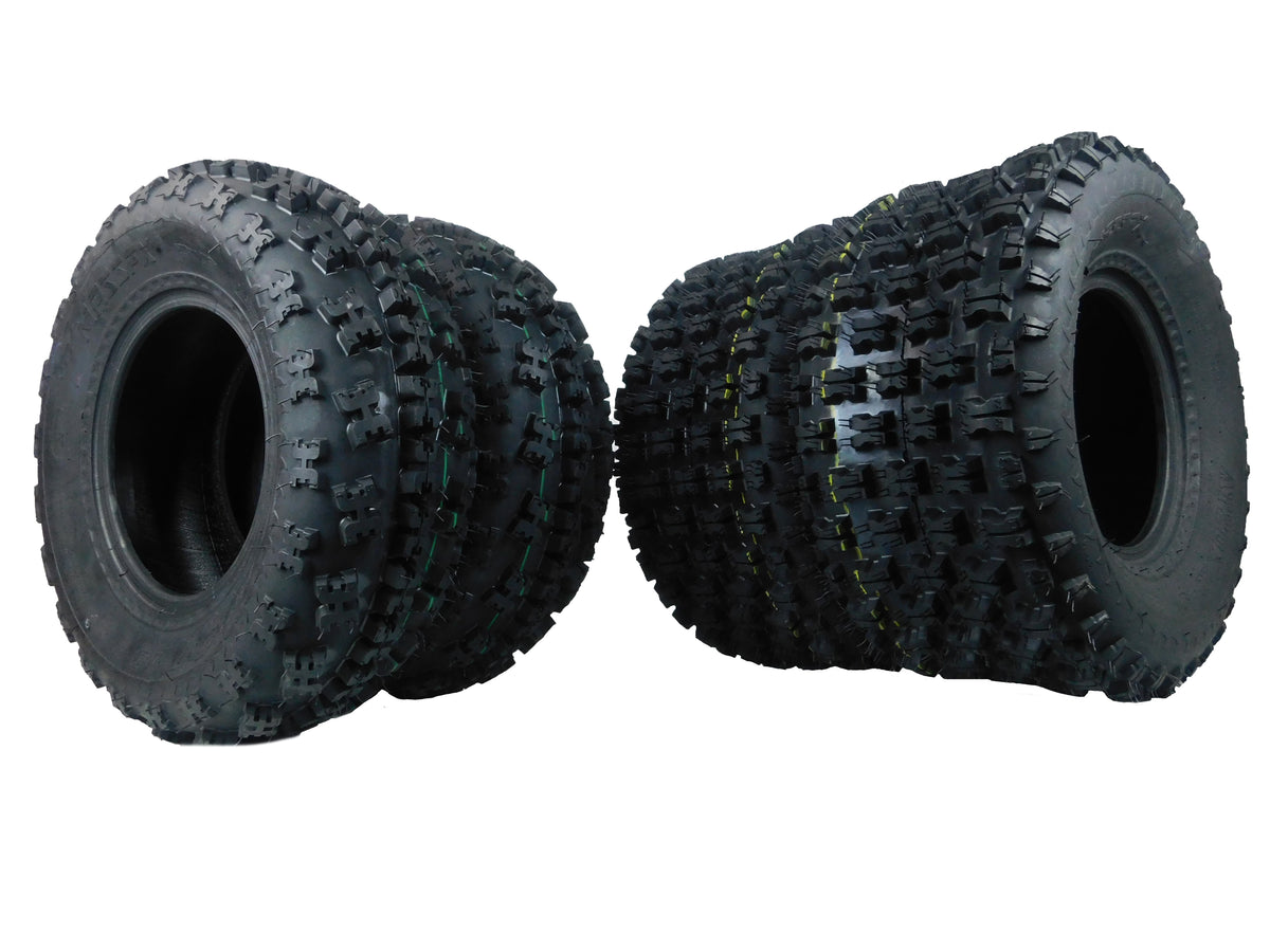 MASSFX 21x7-10 Front (2) & 20x10-9 Rear (2) Tires for ATV, UTV, & SxS (4-pk)