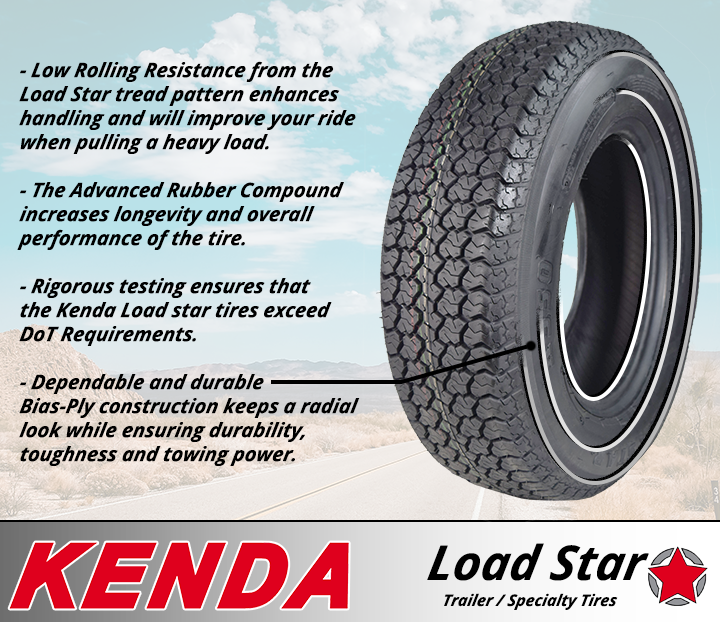 Kenda 319B2008 ST205/75D15 Load Star 6 Ply Tubeless Trailer Tire