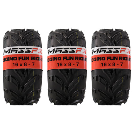 MASSFX Go Kart/ATV Tires 3 set 16x8-7 4Ply