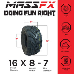 MASSFX Go Kart/ATV Tires 4 set 16x8-7 4Ply