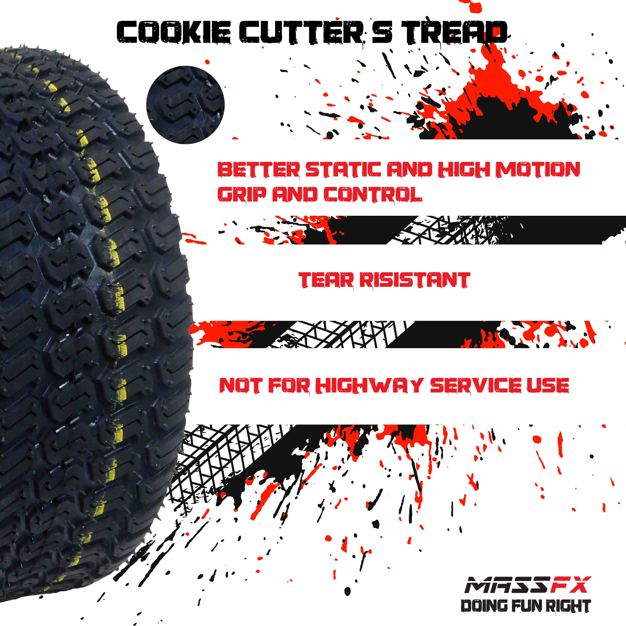 MASSFX 20x10-9 Rear Durable ATV Sport Tire 6 PLY 20x10x9