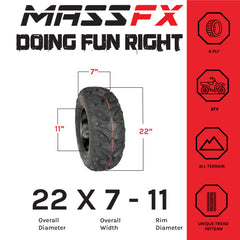 MASSFX Grinder 22x7-11 Front ATV Tire 6 Ply for Soft/Hard Pack Ground