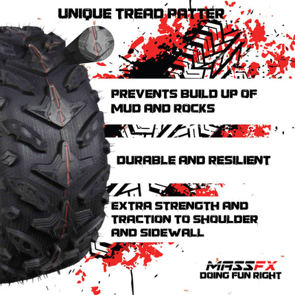 MASSFX Grinder 24x10-11 Rear ATV Tire 6 Ply for Soft/Hard Pack Ground