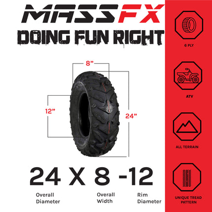 MASSFX Grinder Dual Compound ATV Tires 24x8-12 Front 24x10-11 Rear Set