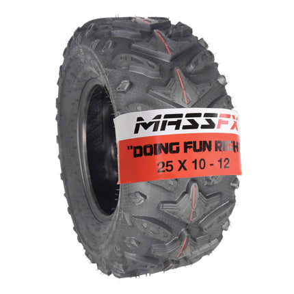 MASSFX Grinder 25x10-12 Rear ATV Tire 6 Ply for Soft/Hard Pack Ground
