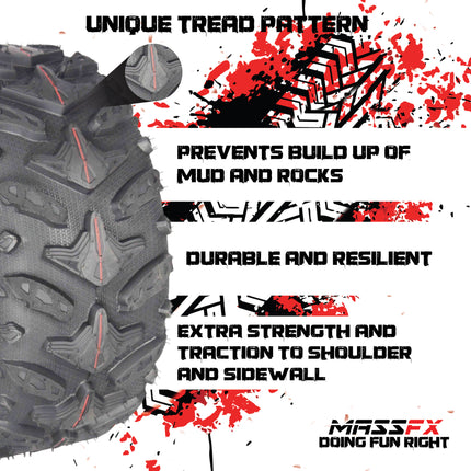 MASSFX Grinder 25x10-12 Rear Tires-ATV, UTV, & SxS on Soft/Hard Pack Ground 2 pk