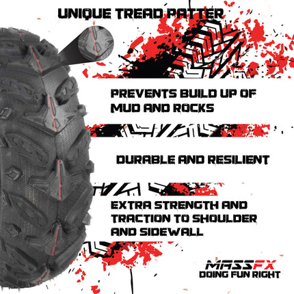 MASSFX Grinder 25x8-12 Front Tire for ATV, UTV, & SxS on Soft/Hard Pack Ground