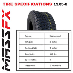 MASSFX 13x5-6 Go-Kart Tires 4ply 2-Pack