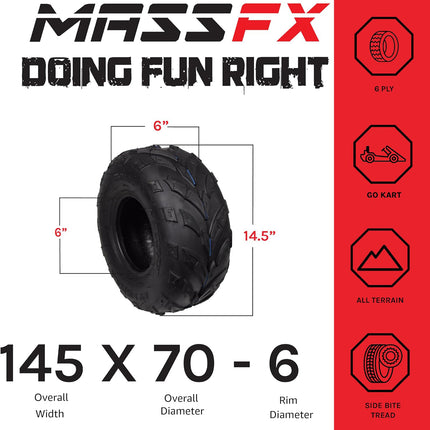 MASSFX Go Kart/ATV Tires 4 set 145x70-6 4Ply