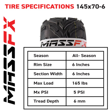 MASSFX Go Kart/ATV Tires 4 set 145x70-6 4Ply