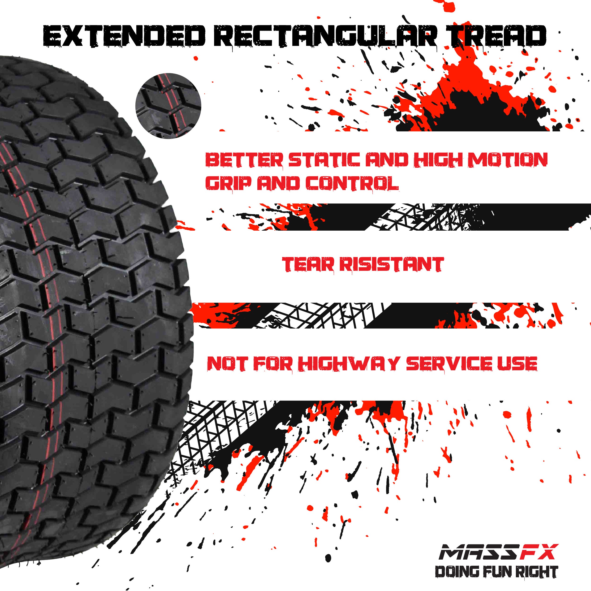 MASSFX 15x6-6 Go-Kart Tires 4ply 2-Pack