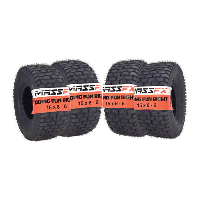 MASSFX 15x6-6 Turf Tire for outdoor power equipment and mowers 4-Ply (4 Pack)