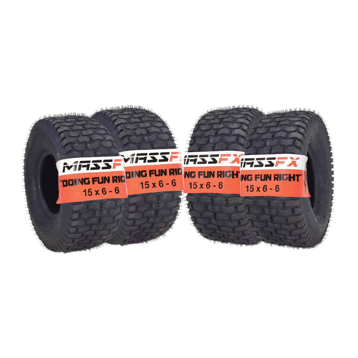 MASSFX 15x6-6 Turf Tire for outdoor power equipment and mowers 4-Ply (4 Pack)