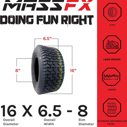 MASSFX 16x6.5-8 Go-Kart Tires 4ply 2 Pack
