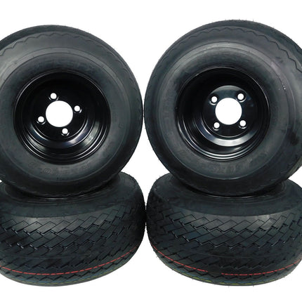 MASSFX Wheel Tire Combo 18x8.5-8 Golf Cart Tire Black 4/4 Rim 4-PACK