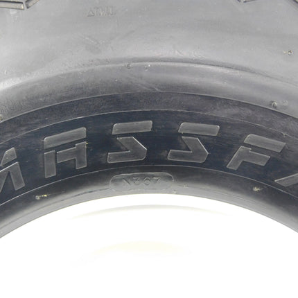 MASSFX 18x8.50-8 front or rear Turf Tire with rim for outdoor power equipment and lawn mowers, 4-Ply with rectangular tread for excellent traction and easy cleaning, Non-highway use only