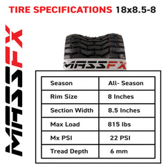 MASSFX 18x8.50-8 Lawn Mower Tires 4ply 4 Pack