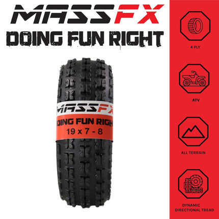 MASSFX 19x7-8 ATV Kawasaki Bayou Tire 4-ply Single 19x7x8 Polaris RZR 170