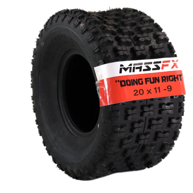 MASSFX  20x11-9 Rear Tire for Sport Quad All-Terrain (ATV), Utility-Task (UTV), and Side-by-Side (SxS) Vehicles - 4-Ply with 12mm Tread Depth 20x11x9